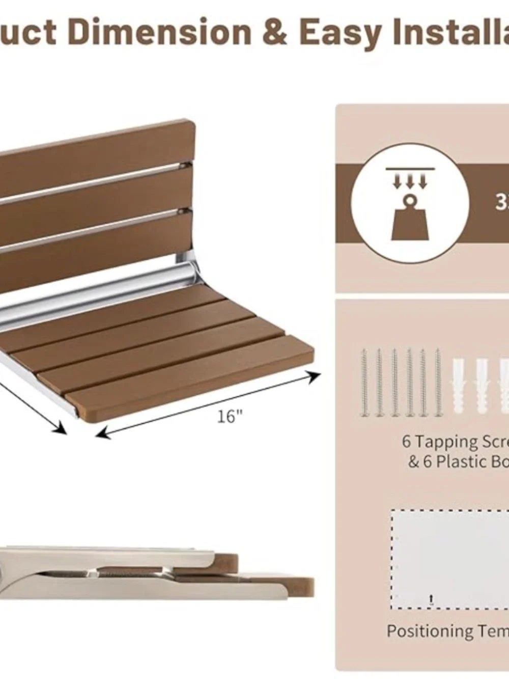 Giantex Folding Shower Seat Wall Mounted, Home Care Foldable Shower Stool